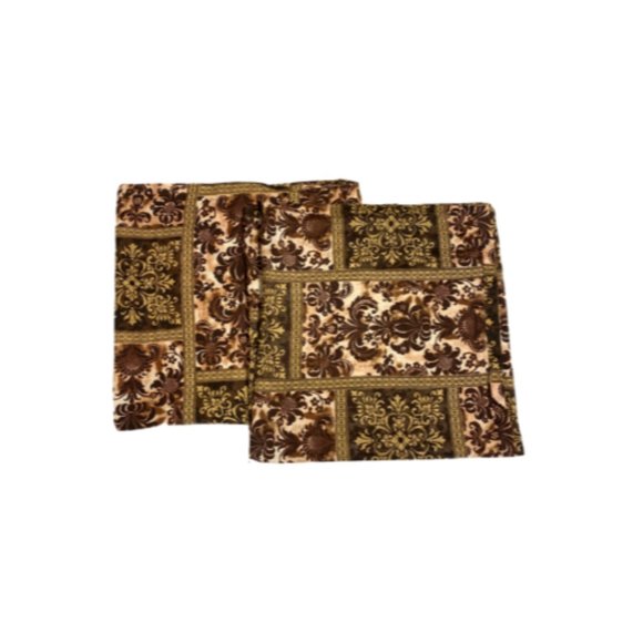 2 Brown Batik Bohemian Curtains Panels Drapes 80 Long Brown Gold Boho Pattern - Picture 1 of 4